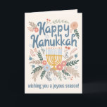 Hanukkah FLorals Hand-getrokken kunst CUSTOM Feestdagen Kaart<br><div class="desc">Prettige feestdagen Zoete tekening om iemand te wensen! Klik op "personaliseren" om de tekst aan de binnen- en voorkant te wijzigen. U kunt ook kleuren en lettertypen wijzigen, alles is aanpasbaar! Ook verkrijgbaar in mijn winkel in verschillende kleuren en stijl, als briefkaarten, platte kaarten en als digitale download om direct...</div>