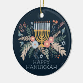 Hanukkah FLorals Hand-getrokken Kunst CUSTOM FOTO Keramisch Ornament (Links)