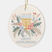 Hanukkah FLorals Hand-getrokken Kunst CUSTOM FOTO Keramisch Ornament (Links)