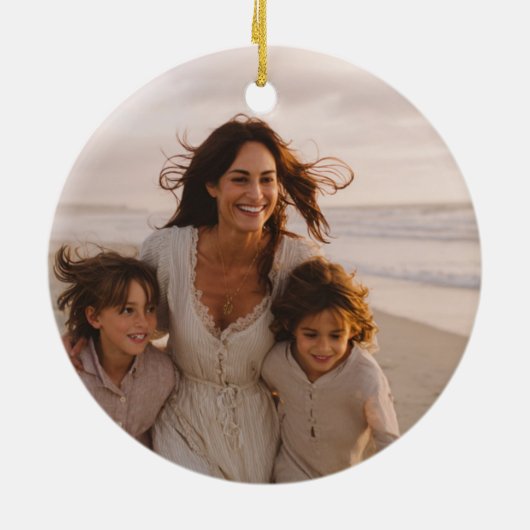 Hanukkah FLorals Hand-getrokken Kunst CUSTOM FOTO Keramisch Ornament (Achterkant)