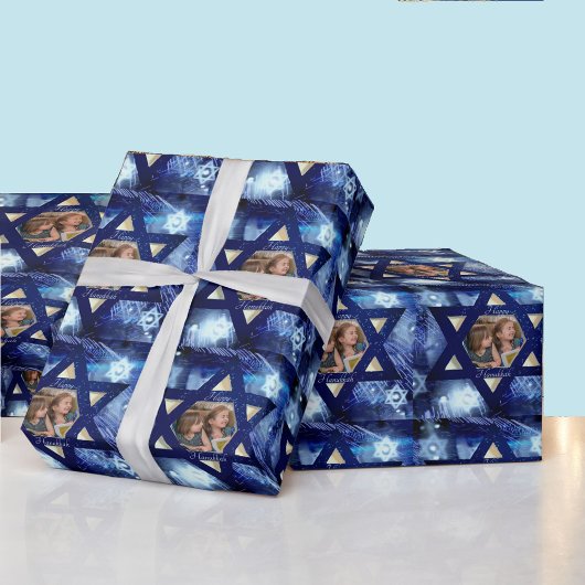 Hanukkah Foto Familie Kinder Roll Gift Cadeaupapier