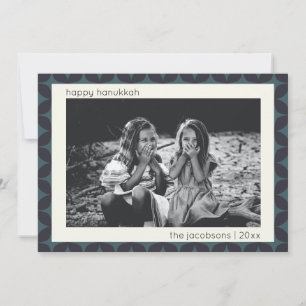 Hanukkah Foto Moderne Geometrische Blauwe Rand Feestdagenkaart