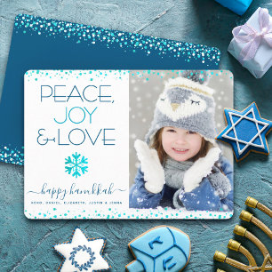 Hanukkah Foto Vrede Vreugde Liefde Sneeuwvlok Mode Feestdagenkaart