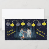 Hanukkah-fotokaart "Dreidel Banner" Feestdagenkaart (Voorkant / Achterkant)