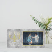 Hanukkah-fotokaart "Elegant Menorah" 2 zijdig Feestdagenkaart (Staand voorkant)