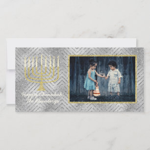 Hanukkah Fotokaart "Elegante Menorah" 2-zijdig Feestdagenkaart