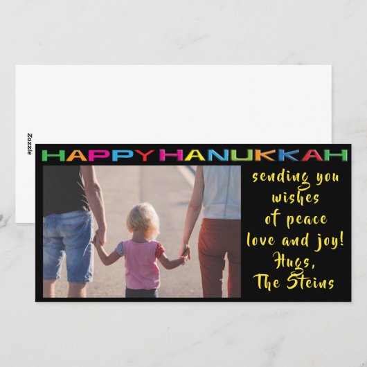 Hanukkah-fotokaart "Happy Hanukkah" Feestdagenkaart (Voorkant / Achterkant)