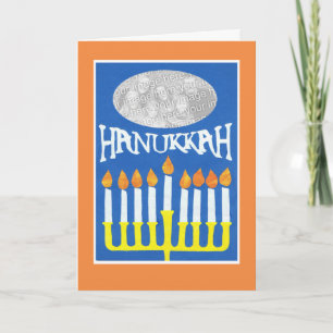  Hanukkah-fotokaart, Menorah Feestdagen Kaart