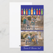 Hanukkah-fotokaart met witte envelop "Kaarsen" Feestdagenkaart (Voorkant / Achterkant)