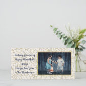 Hanukkah Fotokaart "Sterren & Driehoeken" Feestdagenkaart (Staand voorkant)