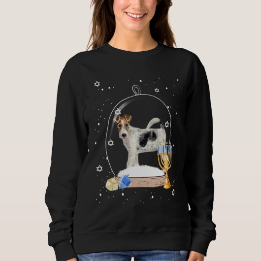 Hanukkah Fox Terrier Dog Snow Globe Pajama Trui (Voorkant)