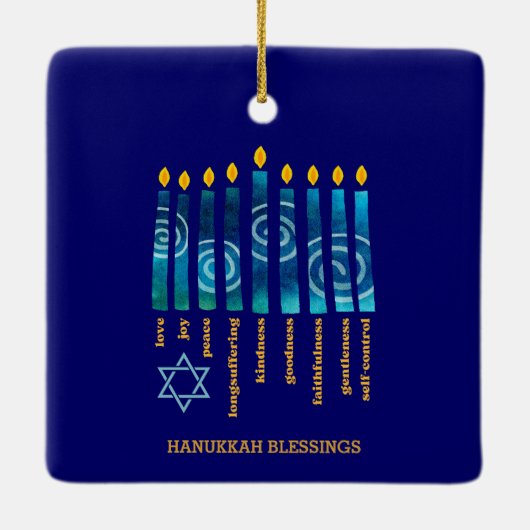 HANUKKAH Fruit van de Geest Keramisch Ornament (Achterkant)