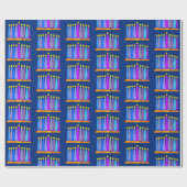 Hanukkah Fun Artsy Blue Boho Pattern Candles Blue Cadeaupapier (Vlak)