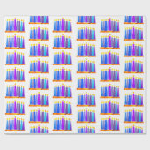 Hanukkah Fun Artsy Blue Boho Pattern Candles White Cadeaupapier (Vlak)