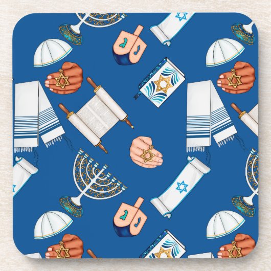 Hanukkah Fun Cork-Backed Coasters Bier Onderzetter (Voorkant)