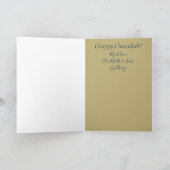 Hanukkah Funny Dreidel Gold en Blue Feestdagen Kaart (Binnen)