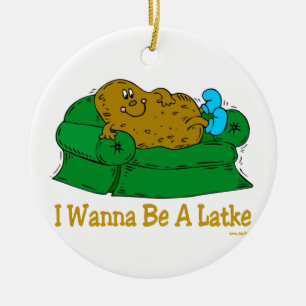 HANUKKAH FUNNY GIFTS "IK WIL EEN LATKE ZIJN" KERAMISCH ORNAMENT