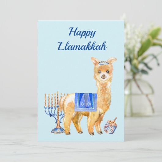 Hanukkah Funny Llama Llamakkah Chrismukkah Feestdagenkaart (Staand voorkant)