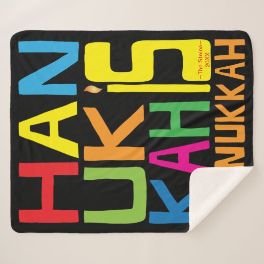 Hanukkah Funukkah Sherpa Blanket/Medium Deken (Voorkant (horizontaal))