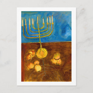 Hanukkah Gelt en Menorah Art Kaart