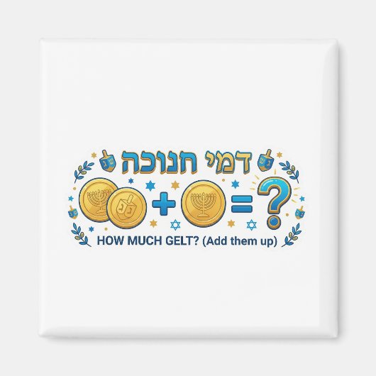 Hanukkah Gelt Wiskundespel - Educatieve Optelling Magneet (Voorkant)