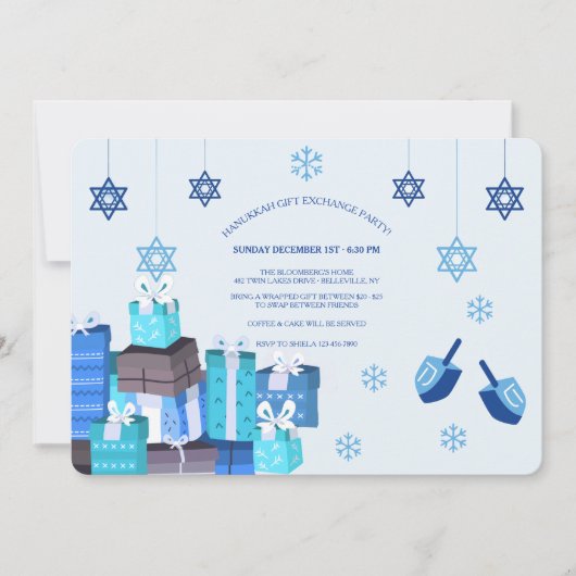 Hanukkah Gift Exchange Party Uitnodiging (Voorkant)
