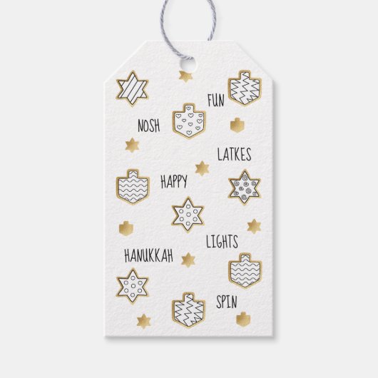Hanukkah Gift Labels Black N Gold Cadeaulabel (Voorkant)