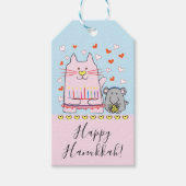 Hanukkah Gift Labels Cat and Mouse Cadeaulabel (Voorkant)