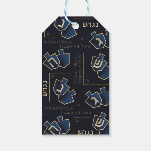 Hanukkah Gift Labels Een geweldig wonder gebeurde  Cadeaulabel (Voorkant)
