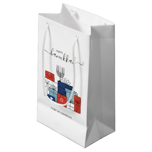 Hanukkah Gifts & Menorah Holiday Gift Bag Klein Cadeauzakje (Voorkant Gekanteld)