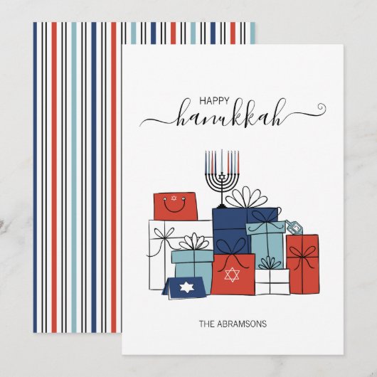 Hanukkah Gifts & Menorah Holiday Kaart (Voorkant / Achterkant)