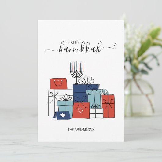 Hanukkah Gifts & Menorah Holiday Kaart (Staand voorkant)