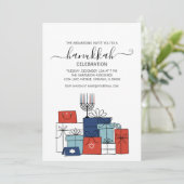 Hanukkah Gifts & Menorah Holiday Party Uitnodiging (Staand voorkant)