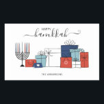 Hanukkah Gifts & Menorah Holiday Sticker<br><div class="desc">Pas de aangepaste tekst hierboven aan. U kunt extra coördinerende punten in ons collectie "Hanukkah Gifts and a Menorah" vinden.</div>