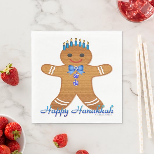 Hanukkah Gingerbrood Man Menorah Paper Napkins Servet (Insitu)