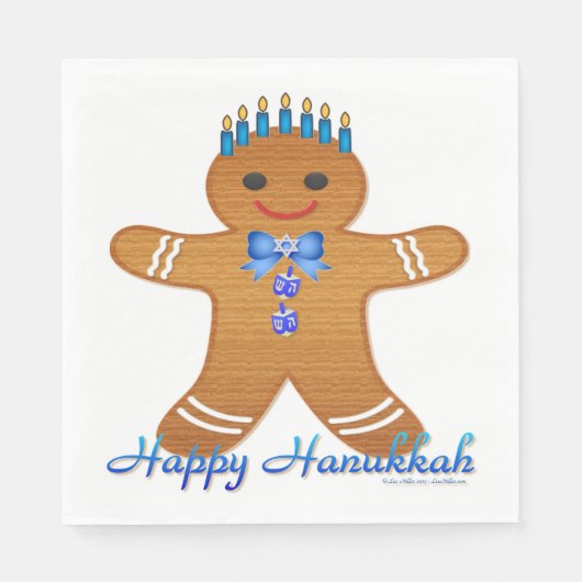 Hanukkah Gingerbrood Man Menorah Paper Napkins Servet (Voorkant)