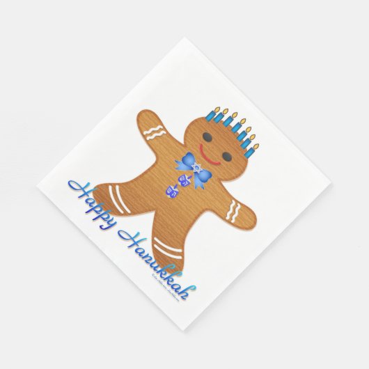 Hanukkah Gingerbrood Man Menorah Paper Napkins Servet (Hoek)