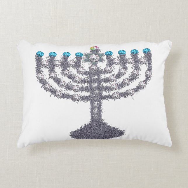 Hanukkah glam menorah hanukkiah accent kussen (Voorkant)
