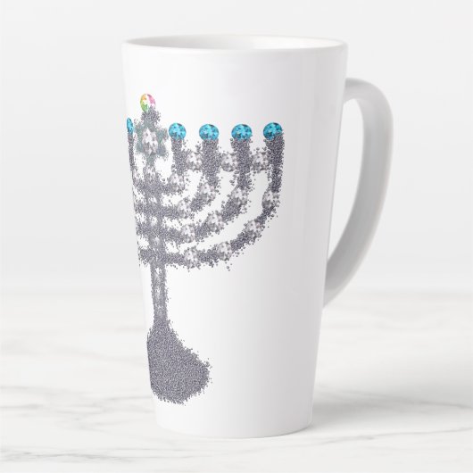 Hanukkah glam menorah hanukkiah latte mok (Rechterhoek)