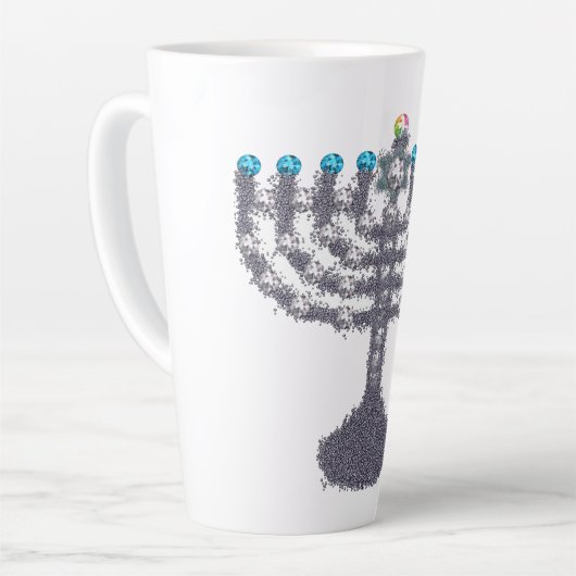 Hanukkah glam menorah hanukkiah latte mok (Linkerhoek)