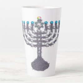 Hanukkah glam menorah hanukkiah latte mok