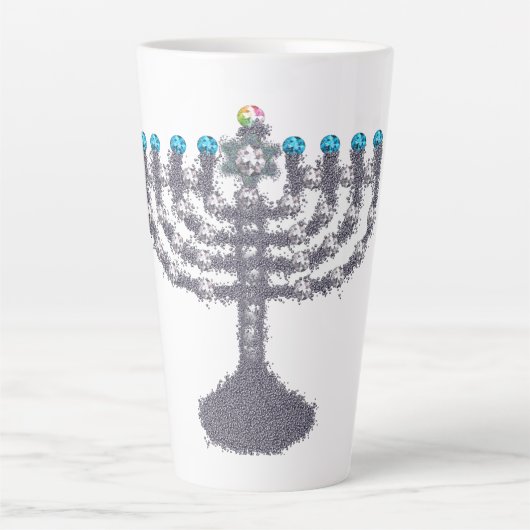 Hanukkah glam menorah hanukkiah latte mok (Voorkant)