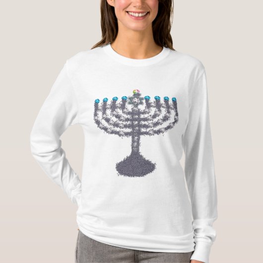 Hanukkah glam menorah hanukkiah t-shirt (Voorkant)