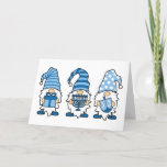 Hanukkah Gnomes Trio Wenskaart Feestdagen Kaart<br><div class="desc">hanukkah gnomen trio greetng card ...  in sms happy hanukkah ... buitenzijde van kaart dreidel</div>