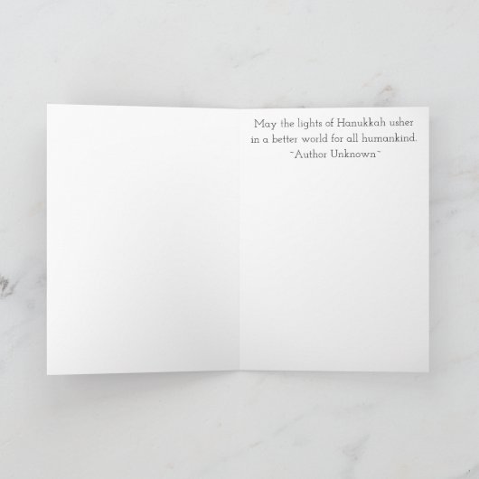 "Hanukkah Gold/B Menorah" Wenskaart w Envelope Feestdagen Kaart (Binnen)