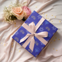 Hanukkah Gold Dreidel Ster van David Menorah Blue