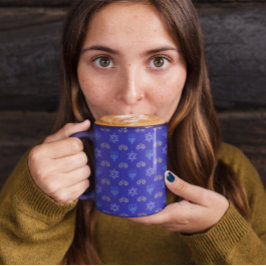 Hanukkah Gold Dreidel Ster van David Menorah Blue Mok