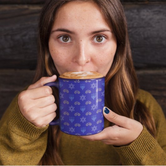 Hanukkah Gold Dreidel Ster van David Menorah Blue Mok