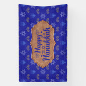 Hanukkah Gold Dreidel Ster van David Menorah Blue Spandoek (Verticaal)
