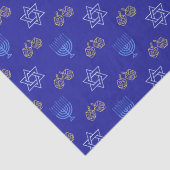 Hanukkah Gold Dreidel Ster van David Menorah Blue Tissuepapier (Detail)